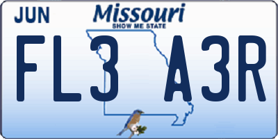 MO license plate FL3A3R