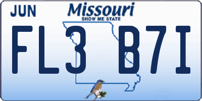 MO license plate FL3B7I