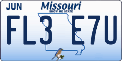MO license plate FL3E7U