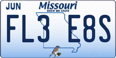 MO license plate FL3E8S