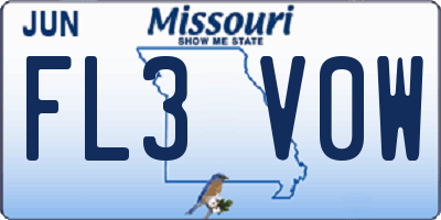 MO license plate FL3V0W