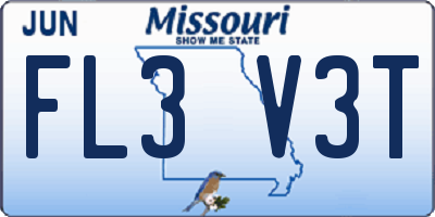 MO license plate FL3V3T