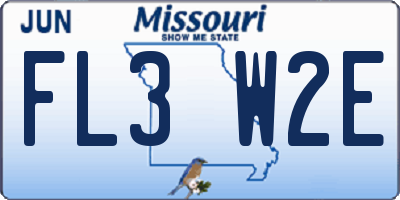 MO license plate FL3W2E