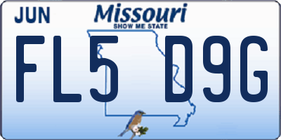 MO license plate FL5D9G