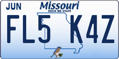 MO license plate FL5K4Z