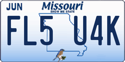 MO license plate FL5U4K