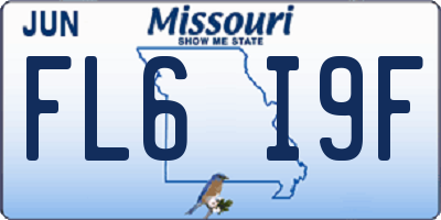 MO license plate FL6I9F