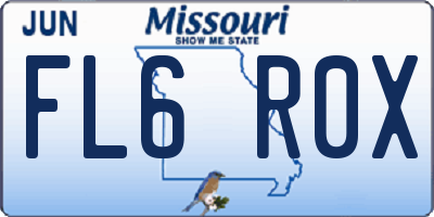 MO license plate FL6R0X