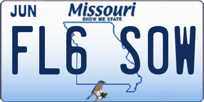 MO license plate FL6S0W