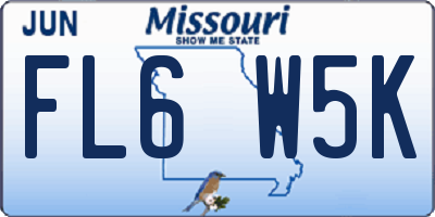 MO license plate FL6W5K