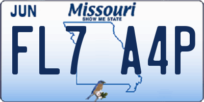 MO license plate FL7A4P