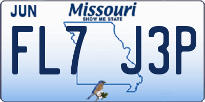 MO license plate FL7J3P