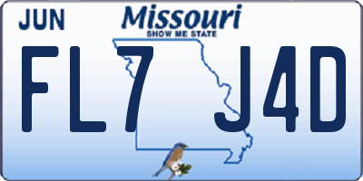 MO license plate FL7J4D