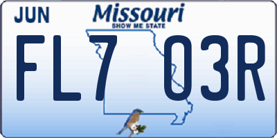 MO license plate FL7O3R
