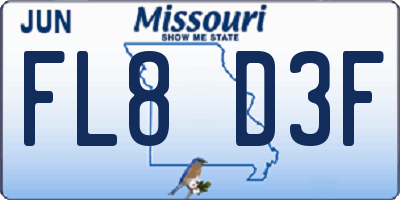 MO license plate FL8D3F