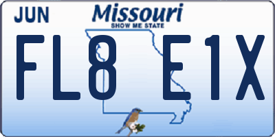 MO license plate FL8E1X