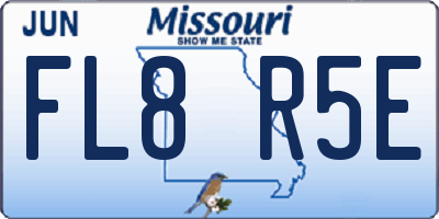MO license plate FL8R5E