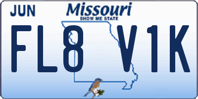 MO license plate FL8V1K