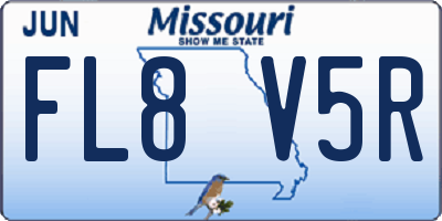 MO license plate FL8V5R
