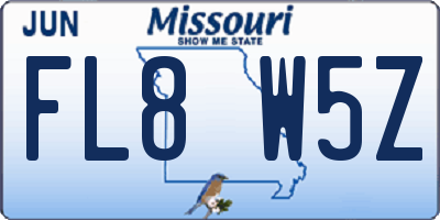 MO license plate FL8W5Z