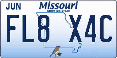 MO license plate FL8X4C