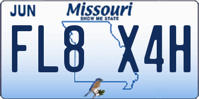 MO license plate FL8X4H