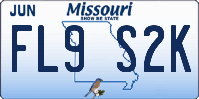 MO license plate FL9S2K