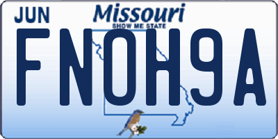 MO license plate FNOH9A