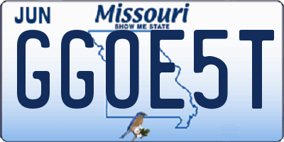 MO license plate GGOE5T