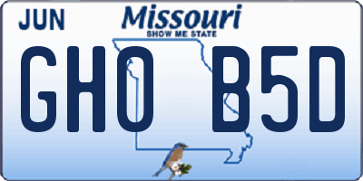 MO license plate GH0B5D
