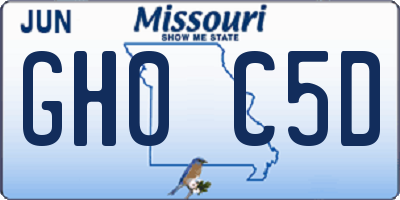 MO license plate GH0C5D