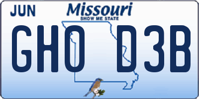 MO license plate GH0D3B