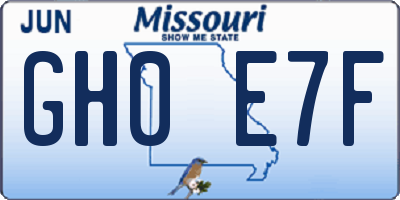 MO license plate GH0E7F