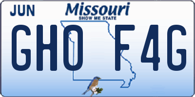 MO license plate GH0F4G