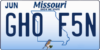MO license plate GH0F5N
