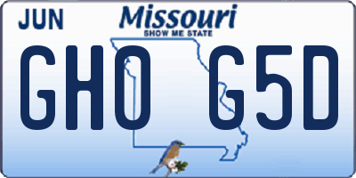 MO license plate GH0G5D