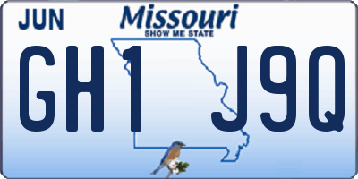 MO license plate GH1J9Q