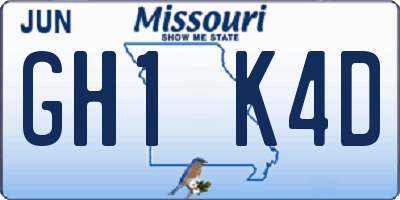 MO license plate GH1K4D