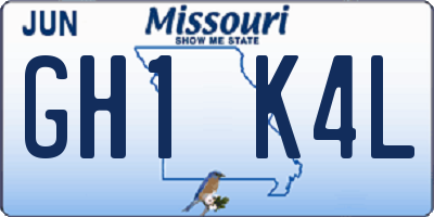 MO license plate GH1K4L
