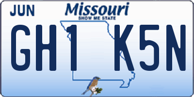 MO license plate GH1K5N