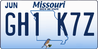 MO license plate GH1K7Z