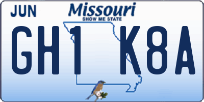 MO license plate GH1K8A