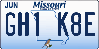 MO license plate GH1K8E