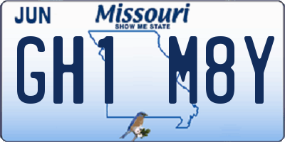 MO license plate GH1M8Y