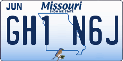 MO license plate GH1N6J