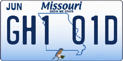 MO license plate GH1O1D