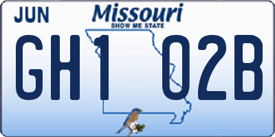 MO license plate GH1O2B