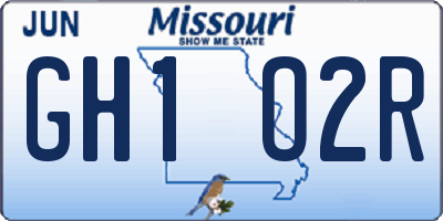 MO license plate GH1O2R