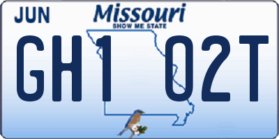 MO license plate GH1O2T