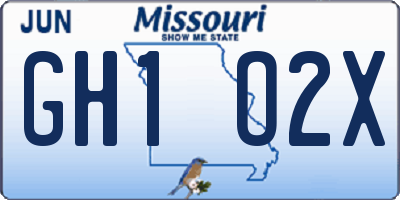 MO license plate GH1O2X
